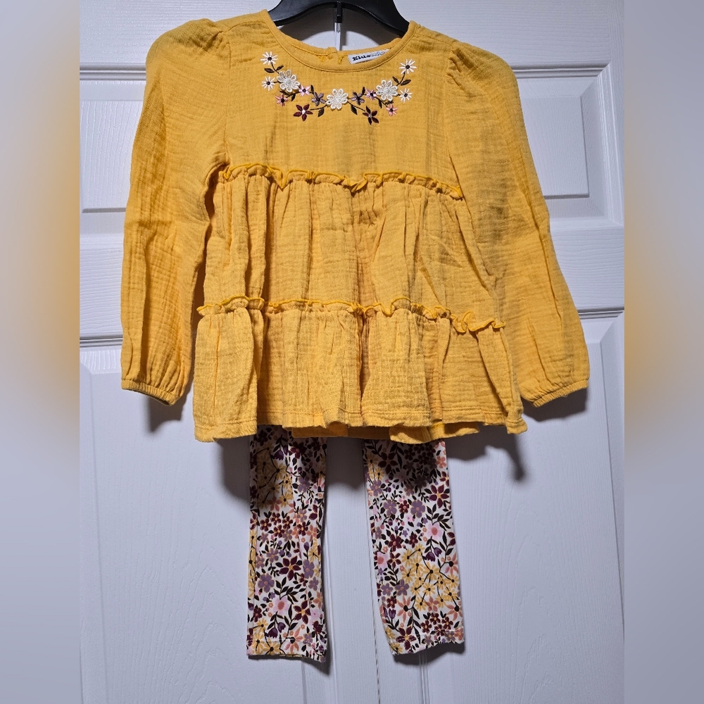 Kids Headquartera Yellow Floral Kids Blouse and Bottoms